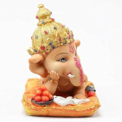 Decorative Ganesh Idol Statue Showpiece (Multi, 16 cm X 12.9 cm) - HalfPe