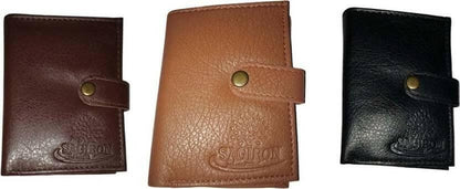 Men & Women Trendy Multicolor Artificial Leather Card Holder (9 Card Slots, Pack of 3) - HalfPe