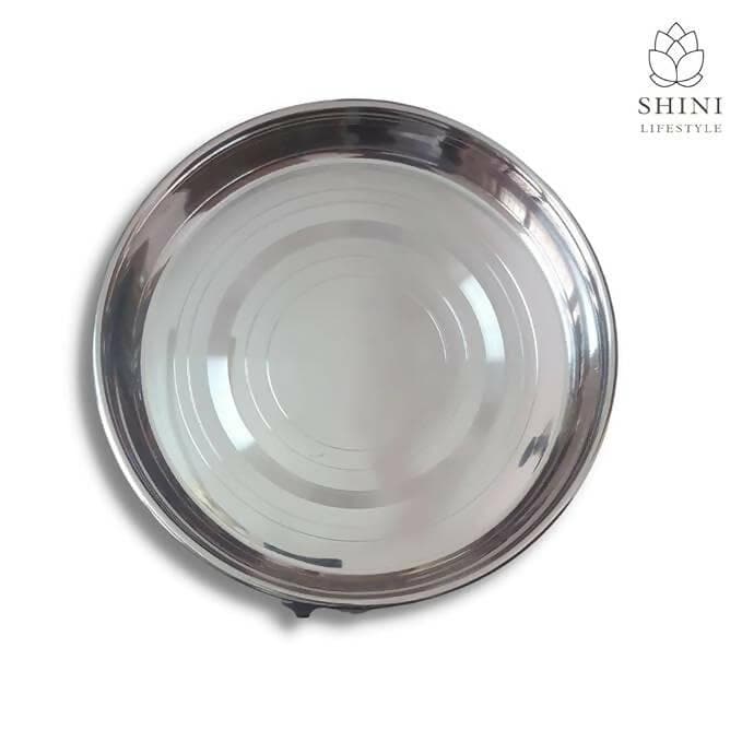 SHINI LIFESTYLE Stainless Steel Plate, khumcha, Thali, Laser Design, mid Size Dinner Plate (4) - HalfPe