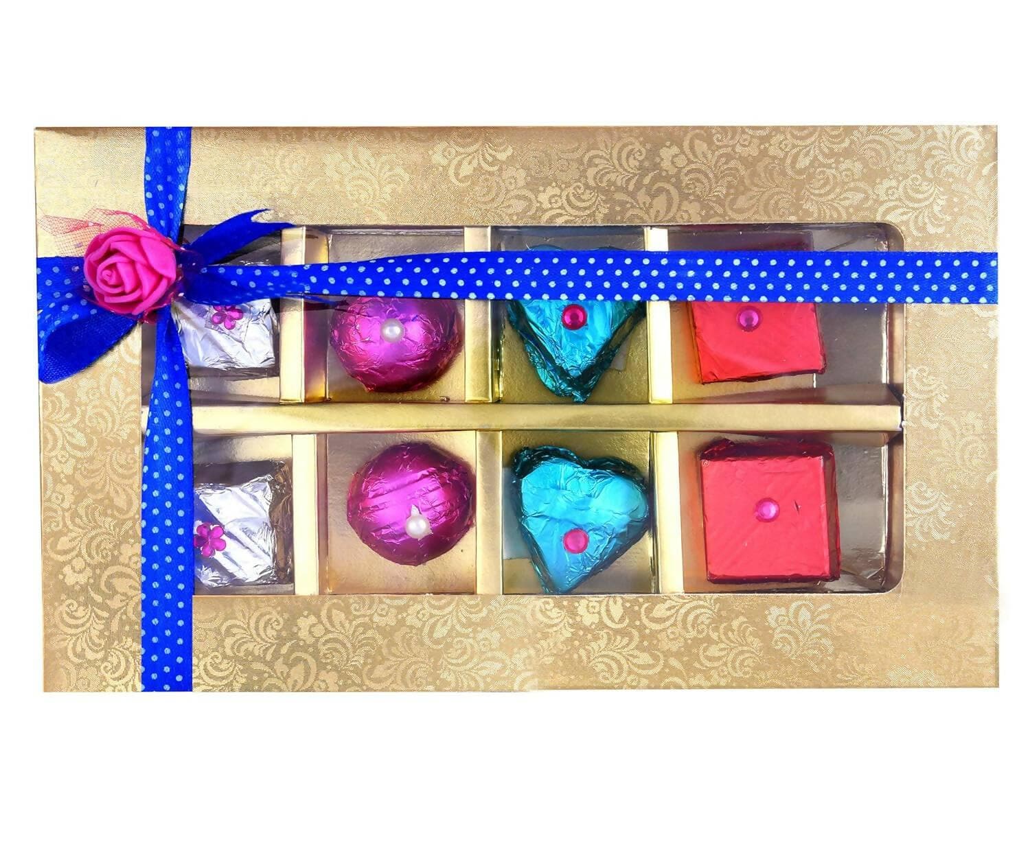 MANTOUSS Diwali Chocolate Gift Pack/Diwali Chocolate Gifts for Corporate Gifting-Designer Chocolate Box +Ganesha tealight Candle Holder+Jar of Mix Dry Fruits+Rangoli Colours+Deepawali Card - HalfPe