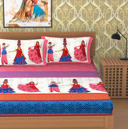 Traditional Bedsheet with 2 Pillow Covers - HalfPe