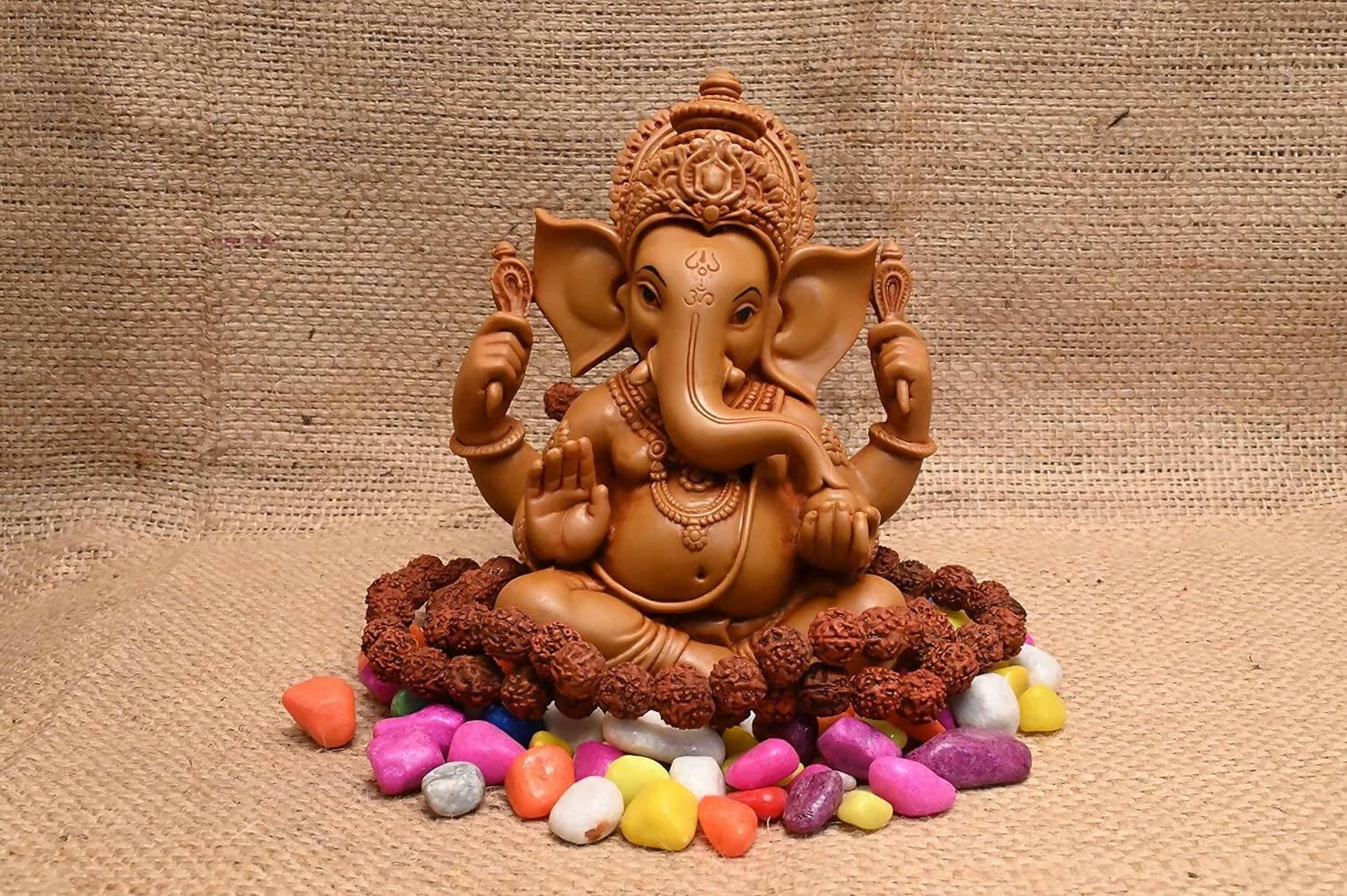 KariGhar Ganesh ji / Ganpati Bappa Perfect for Car Dashboard|Home|Living Room|Puja Room|Gifting ( 8 x 12 x 14 Cm ) - HalfPe