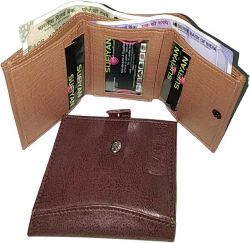 Men Tan, Brown Artificial Leather Wallet - Mini (30 Card Slots, Pack of 2) - HalfPe