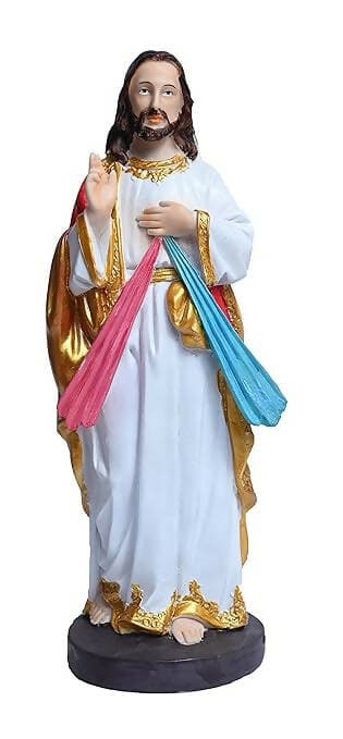 KariGhar Resin Divine Mercy, Jesus Christ Resin Statue for Altar Multi Color 3.5 x 3.5 x 11 Inch - HalfPe