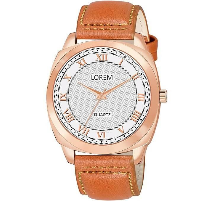 LOREM White Cubic Designer Printed Dial Analog Watch For Men LR90 - HalfPe