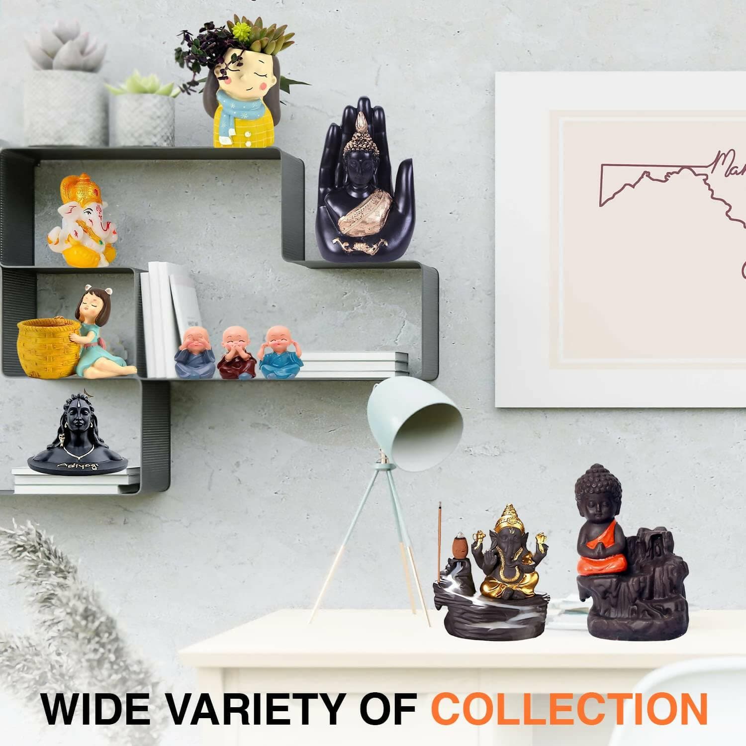 HC VILLA Polyresin Handcrafted Palm Buddha Showpiece for Home Office / Decor - HalfPe