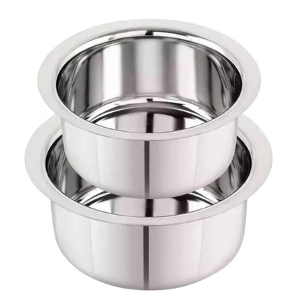 SHINI LIFESTYLE Stainless Steel Bhagona, Patila Steel Milk Pot deep Round Bottom (18cm) - HalfPe