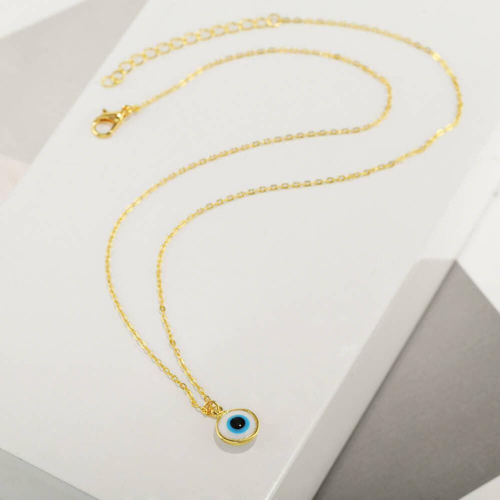 Pinapes Blue Turkish Evil Eye Pendant Chain Necklace for Women (white & Sky Blue, pack of 2) - HalfPe