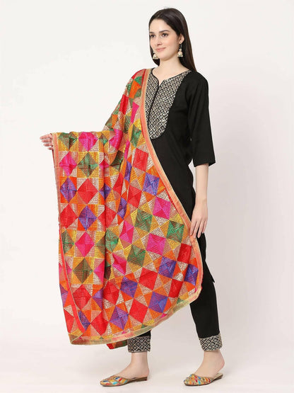 Phulkari Multicoloured Bagh Dupatta - HalfPe