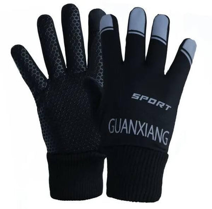 Sports Anti Slip Touch Screen Protective Riding Gloves (Black) - HalfPe