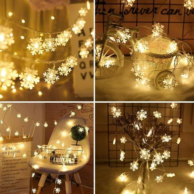 Snow Flake String Lights for Indoor Outdoor Decoration (14 lights) - HalfPe