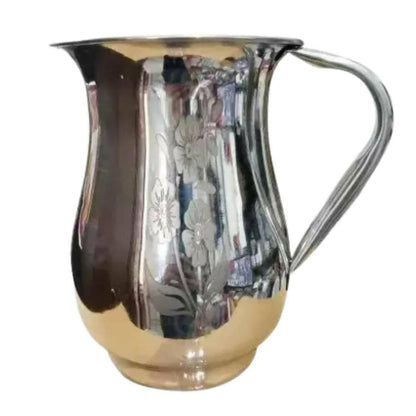 SHINI LIFESTYLE Stainless Steel Flower Jug with Glass Combo, Water Jug (7) - HalfPe