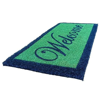 Mats Avenue Coir Door Mat Hand Printed Welcome Pattern for All Floor and Entrance (Set of 2, green) - HalfPe