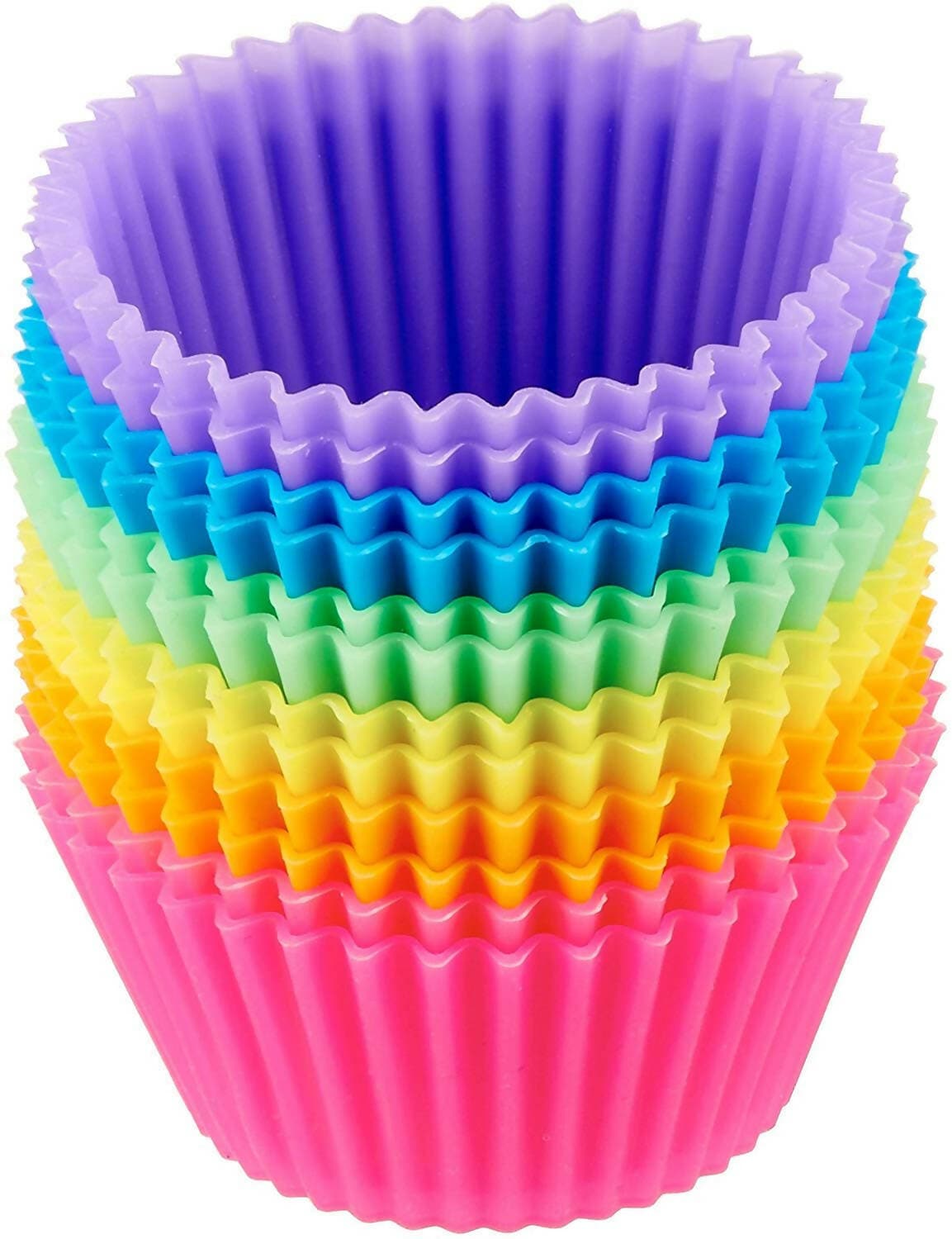 12 Pcs Reusable Silicone Baking Cup for Cupcake(MULTICOLOUR) - HalfPe