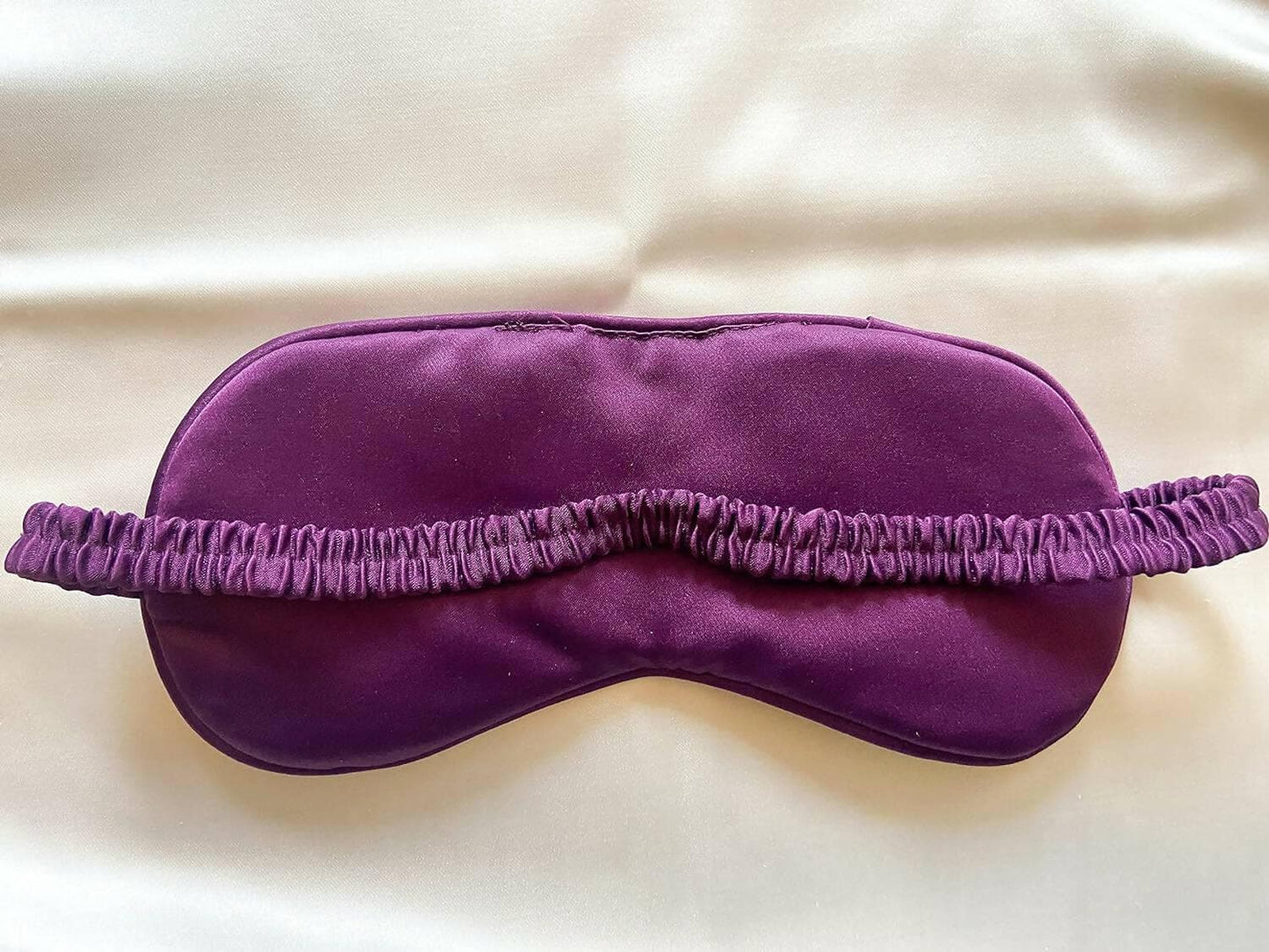 Lushomes Eye Mask for Sleeping, Plain Purple Satin Mulburry Silk Eyemask with piping & fabric covered elastic with Pouch for women - HalfPe