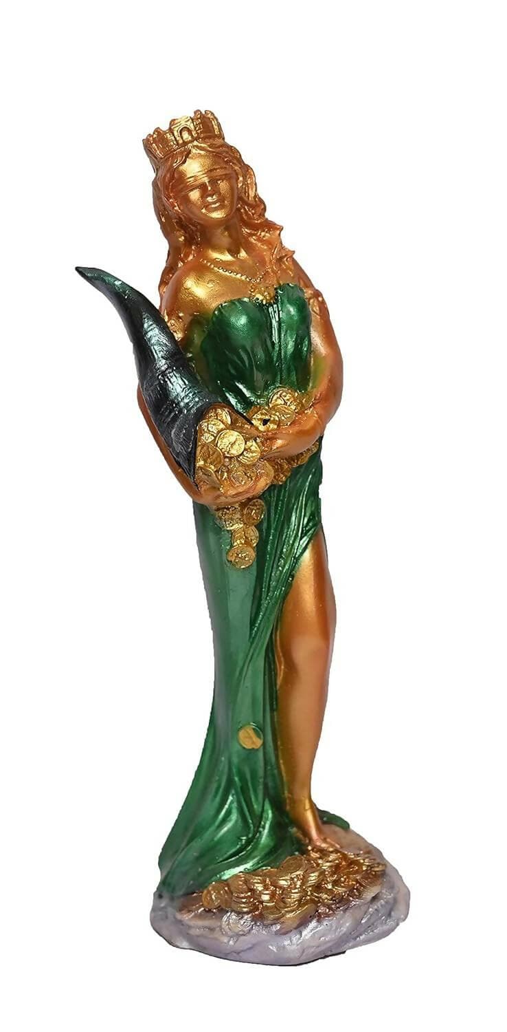 KariGhar Goddess of Fortune/Abundance Idol Perfect for Home, Room, Gifting & Decoration (Green) - HalfPe