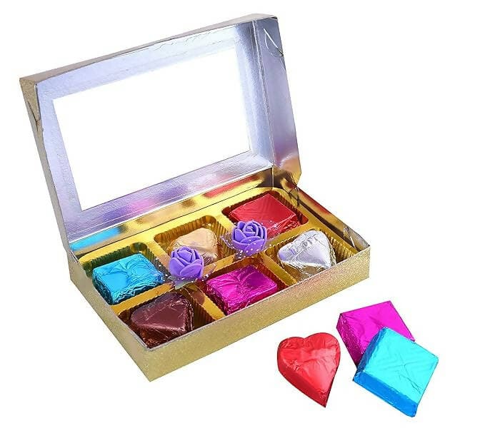 Mantouss Return Gift Diwali Chocolate Box + 2 Floating Diya and Rangoli Colours - HalfPe