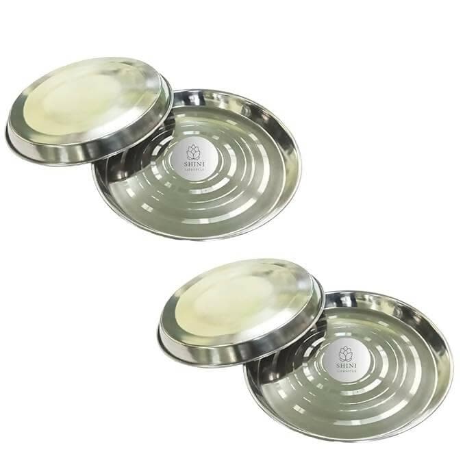 SHINI LIFESTYLE Stainless Steel Serving Plate/ khumcha thali(4) - HalfPe