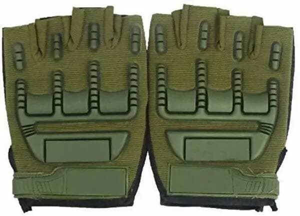 Gloves Military Rubber Hard Knuckle Gloves Fingerless GREEN Cycling Gloves (Green) - HalfPe