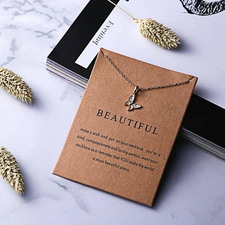 Pinapes Beautiful Charm Pendant Necklace with Wish Card for Women and Girls - HalfPe