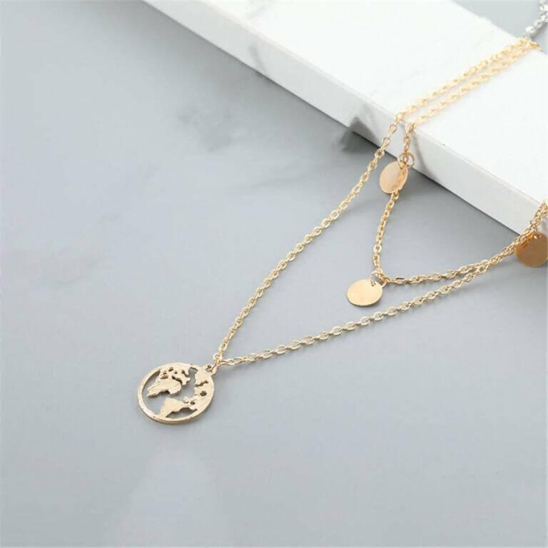 Pinapes Gorgeous Gold Plated Earth World Pendant Necklace For Women and Girls - HalfPe