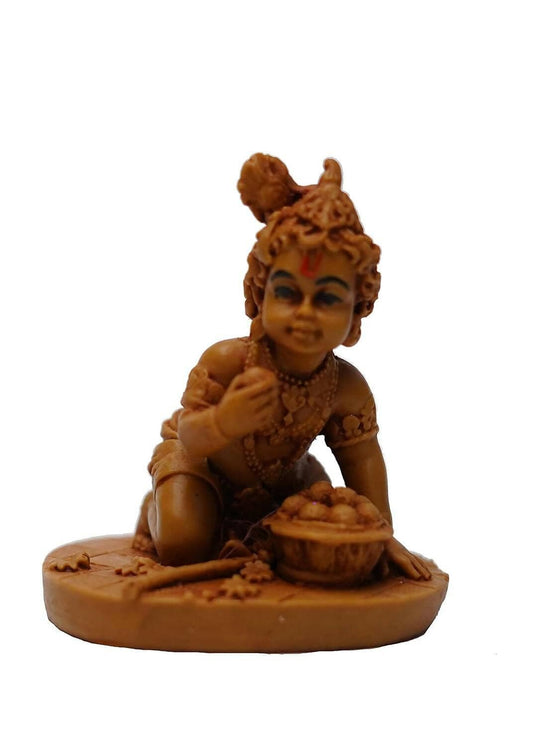 KariGhar Bal Krishna, Ladoo Gopal (Brown) (2.2 x 2.8 x 3.5 inches) - HalfPe