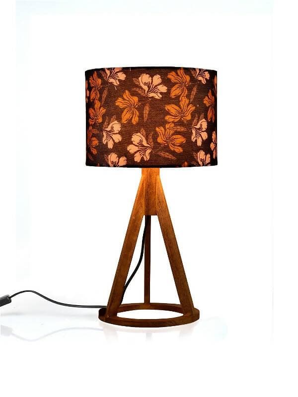 Black Flower Trio Wooden Lamp - HalfPe