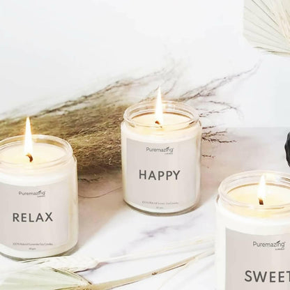 Puremazing by Imvelo 100% Soy Wax Candle - Happy - Lemon fragranced | Handmade and Smokeless Votive Candle | Bedroom/Spa/Home | Burning time of Upto 30hrs - HalfPe