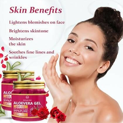 Newish Aloe Vera Gel Enriched With Rose For Face & Skin | Pure & Natural Face Gel For Prevent Pimples & Acne (200G) - HalfPe