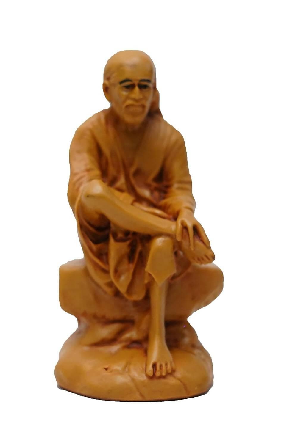 KariGhar Sai Baba Idol for Home/ Living Room/ Puja Room/ Gifting (Brown, 2.25X2.5X4.5 inches) - HalfPe