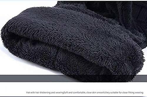 Solid Hat And Scarf One Piece Hat, Winter Fleece Lining Wool Beanie Hat Neck Warmers Two In One For Men's & Women's Cap - HalfPe