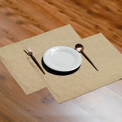 Lushomes Jute Table Mat, Beige Dining Table Mat, table mats Set of 6, Also Used as kitchen mat, fridge mat, cupboard sheets for wardrobe, Jute Place mats (Pack of 6, 12x18 Inches, 30x45 Cms) - HalfPe