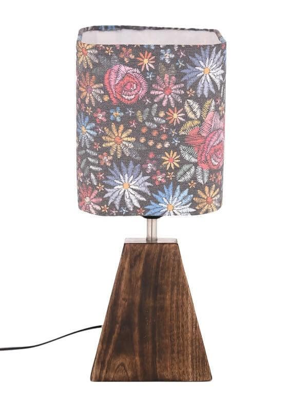 Pyramid Black Floral Stich Lamp - HalfPe