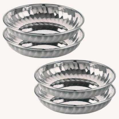 SHINI LIFESTYLE Dine Set of 6 simple stainless steel Plate (Pack of 6) - HalfPe