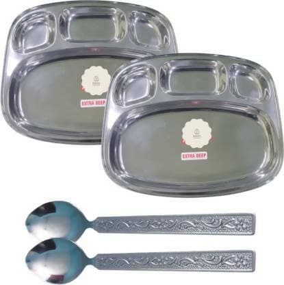 SHINI LIFESTYLE Bhojan Thal Plates With Spoons - HalfPe