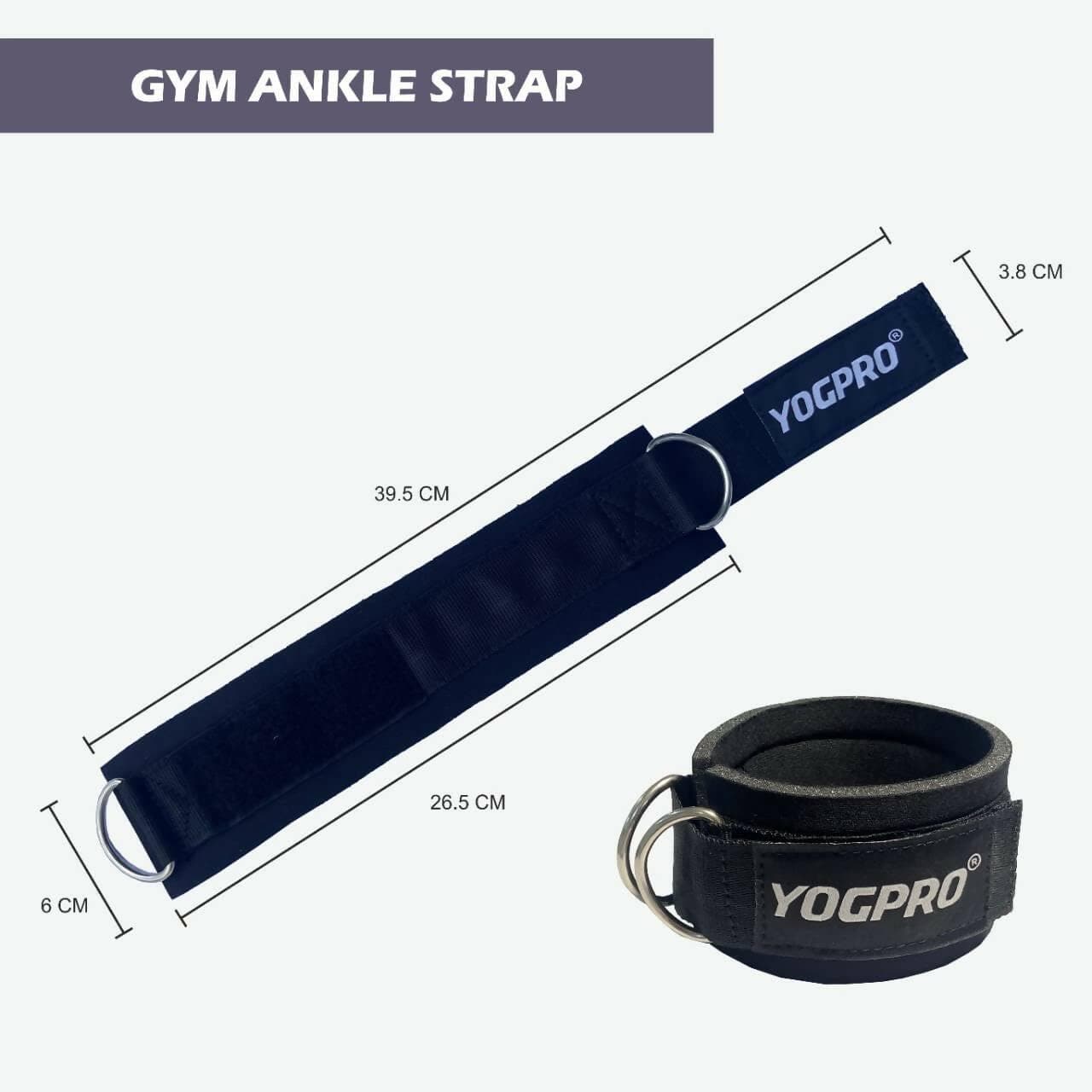 Yogpro Unisex Stylish Ankle Straps with Metal D-Rings - HalfPe