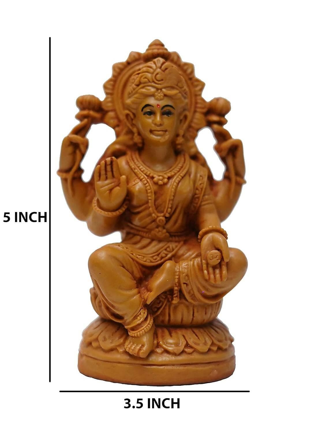 KariGhar Lakshmi Maa Idol for Puja Room, Gifting (Brown, 2.15X3.5X5 inches) - HalfPe