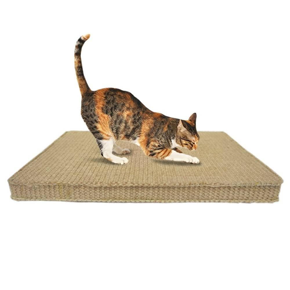 Mats Avenue Multi Use Cat Scratch Pad Heavy Duty Made of Thin Jute and Wooden Core Honey Color (34 X 23.5 CM) - HalfPe