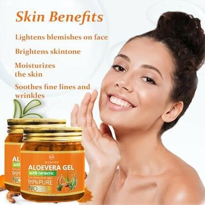 Newish Aloevera Gel Moisturizer for Face Enriched With Turmeric For Face & Skin - 200g (Pack Of 2) - HalfPe