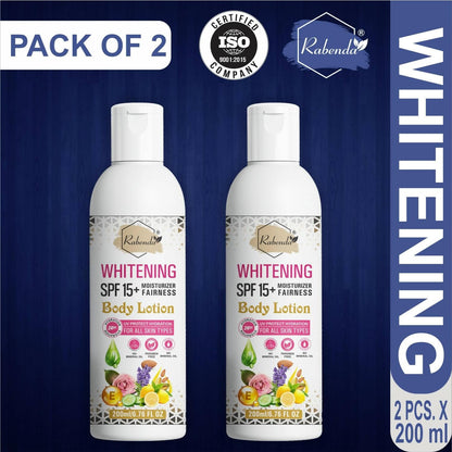 Rabenda Whitening body lotion on SPF15+ Skin Lighten & brightening cream (Pack of 2 - 200ML) - HalfPe