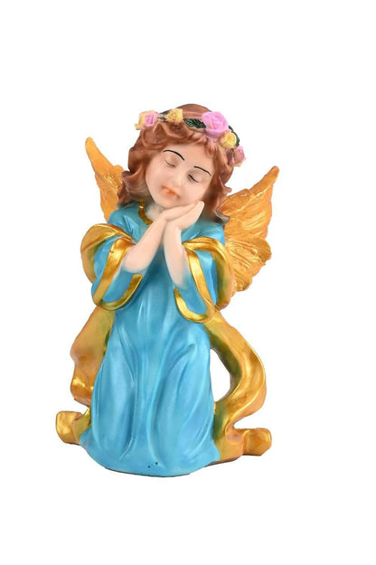 KariGhar Resin Blue Praying Angel Statue Catholic Idol for Home Blue, (8.2 Inches) - HalfPe