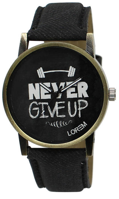 LOREM Black Never GiveUp Analog Watch For Men LR27 - HalfPe