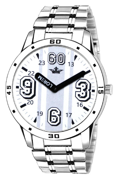 LOREM White Professional Look Analog Watch For Men (LR111) - HalfPe