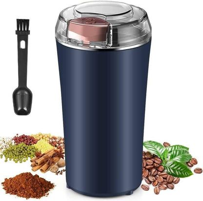 Coffee Grinder Electric, Spice Grinder, Coffee Bean Herb Grinder with Integrated Brush Spoon, One-touch Push-Button - HalfPe