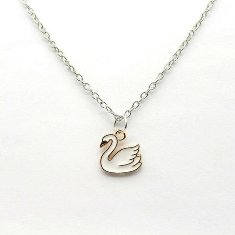 Pinapes White Swan Necklace Alloy Electroplating Enamel Fashion Match Necklace Chain - HalfPe
