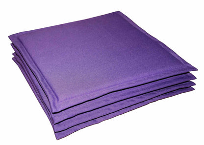 Lushomes Chair Pads set of 4, Purple, Reversible, driver seat cushion for car, Waterproof Polyester Fabric, tie up cushions for chairs, (15x15 Inch, 1/2 Inch Foam Height, 4 Pc) - HalfPe