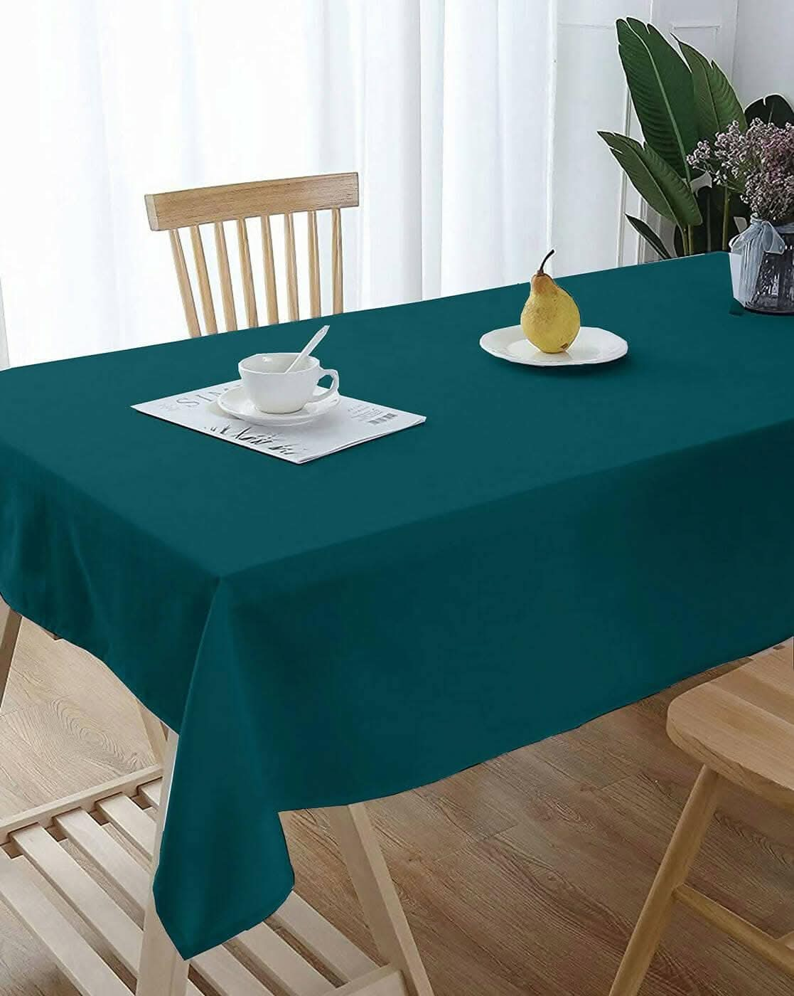 Lushomes Dining Table Cover 6 Seater, Classic Plain Dining Table Cover Cloth (Size 60 x 70”, 6 Seater Table Cloth) (Royal Green) - HalfPe