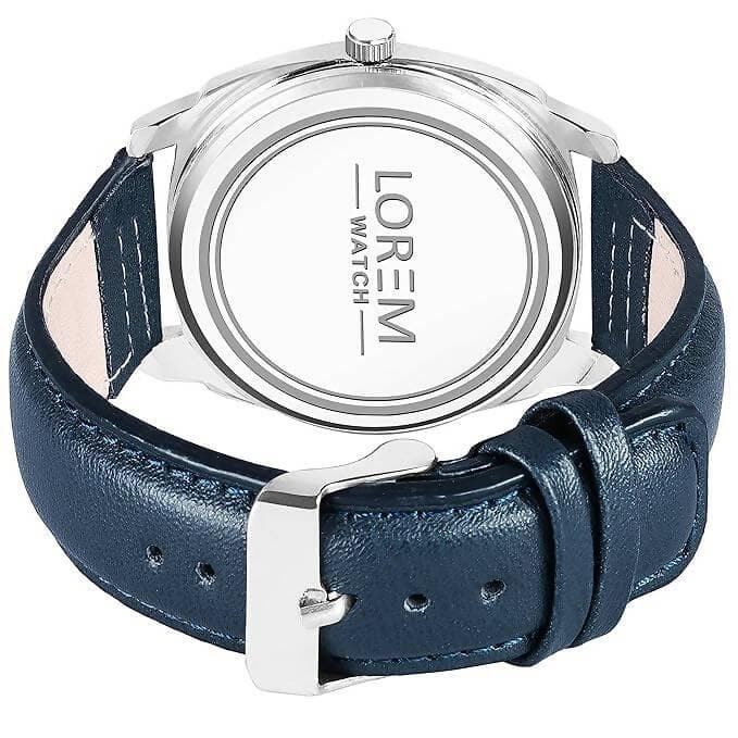 LOREM Blue Cubic Designer Printed Dial Analog Watch For Men LR92 - HalfPe