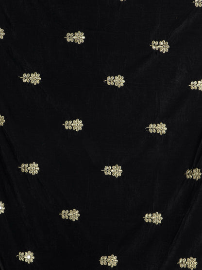 Velvet Shawl Dupatta (Black Embroidered) - HalfPe