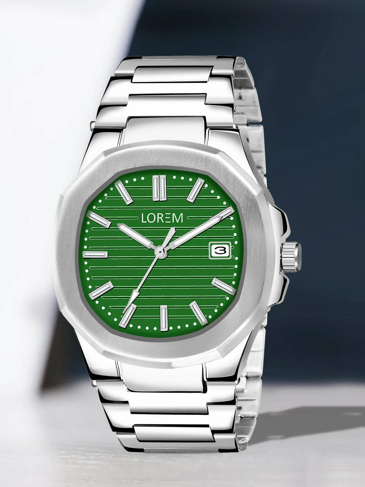 LOREM Green Dial Date Function Analog Watch For Men LR146 - HalfPe